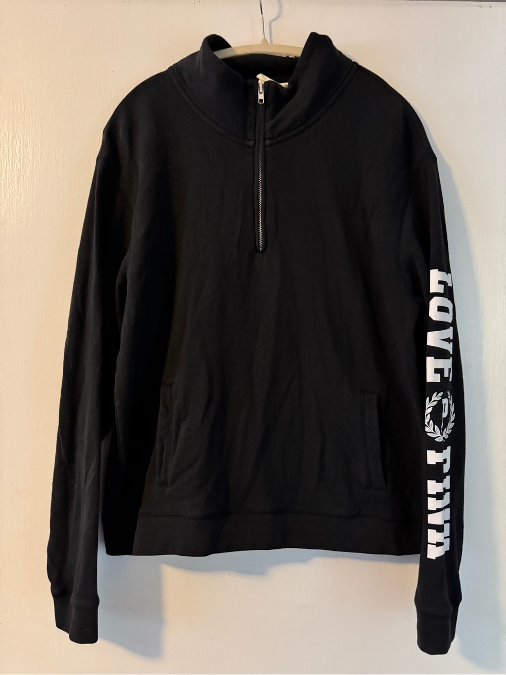 PINK Victoria's Secret Black Pullover with White Logo Trim